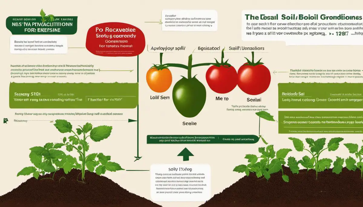 A diagram showing the ideal soil conditions for growing tomatoes