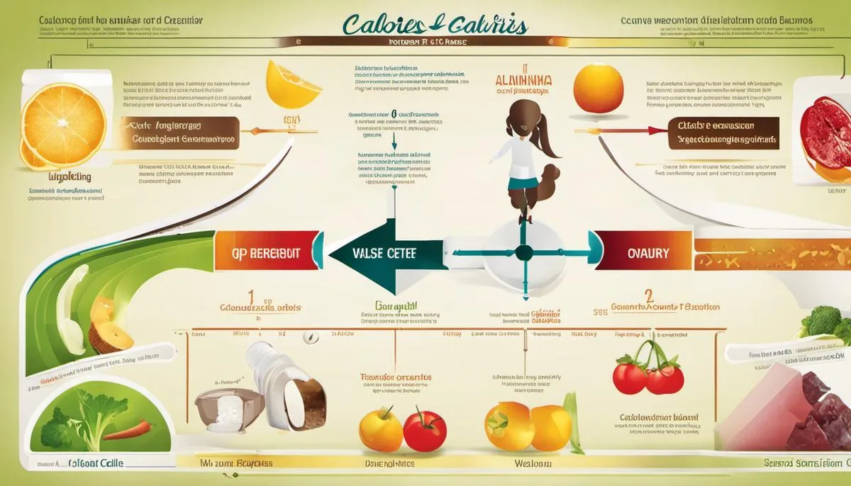 A diagram showing the concept of calories in our diet, illustrating the energy input and output.