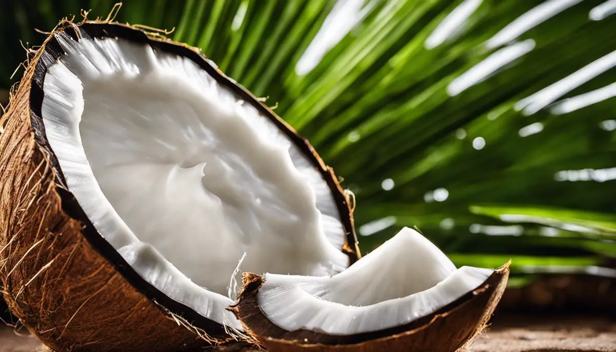 A close-up image of a coconut, representing the natural beauty benefits of coconut water and milk for the skin.