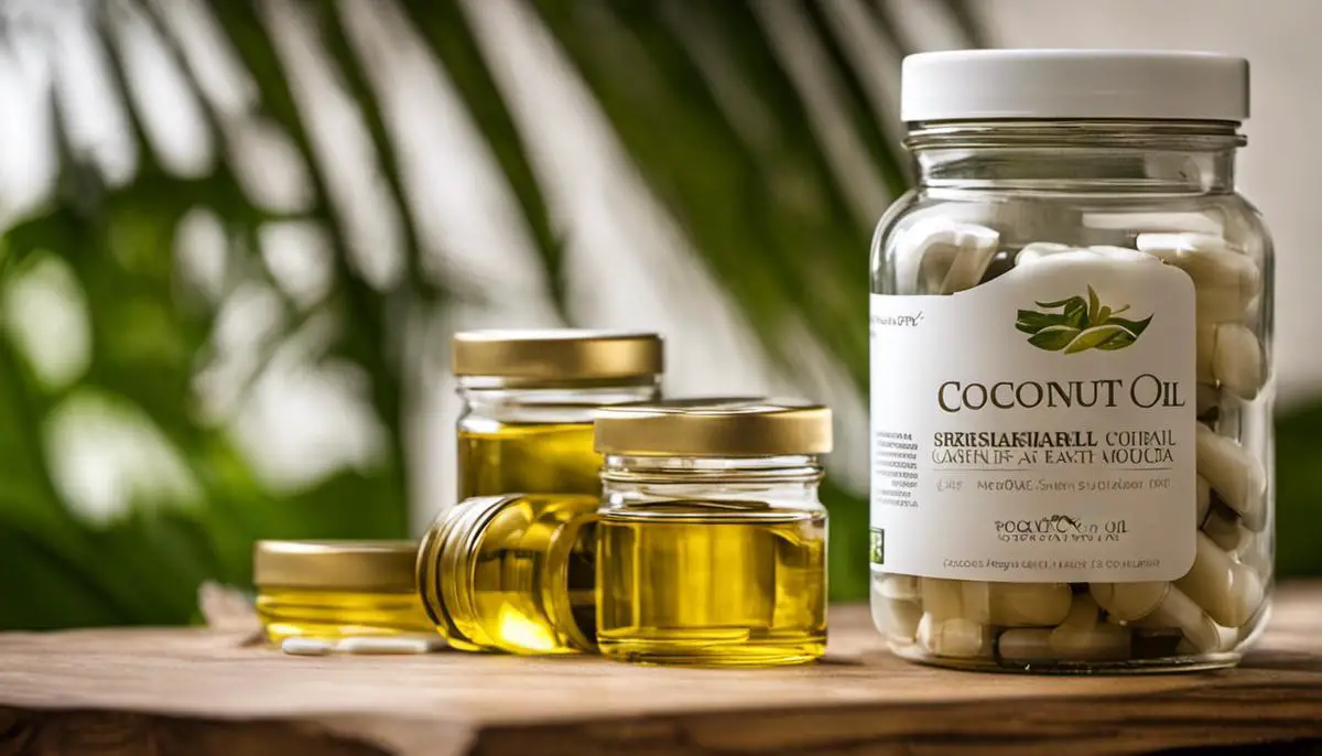 Coconut oil capsules in a jar