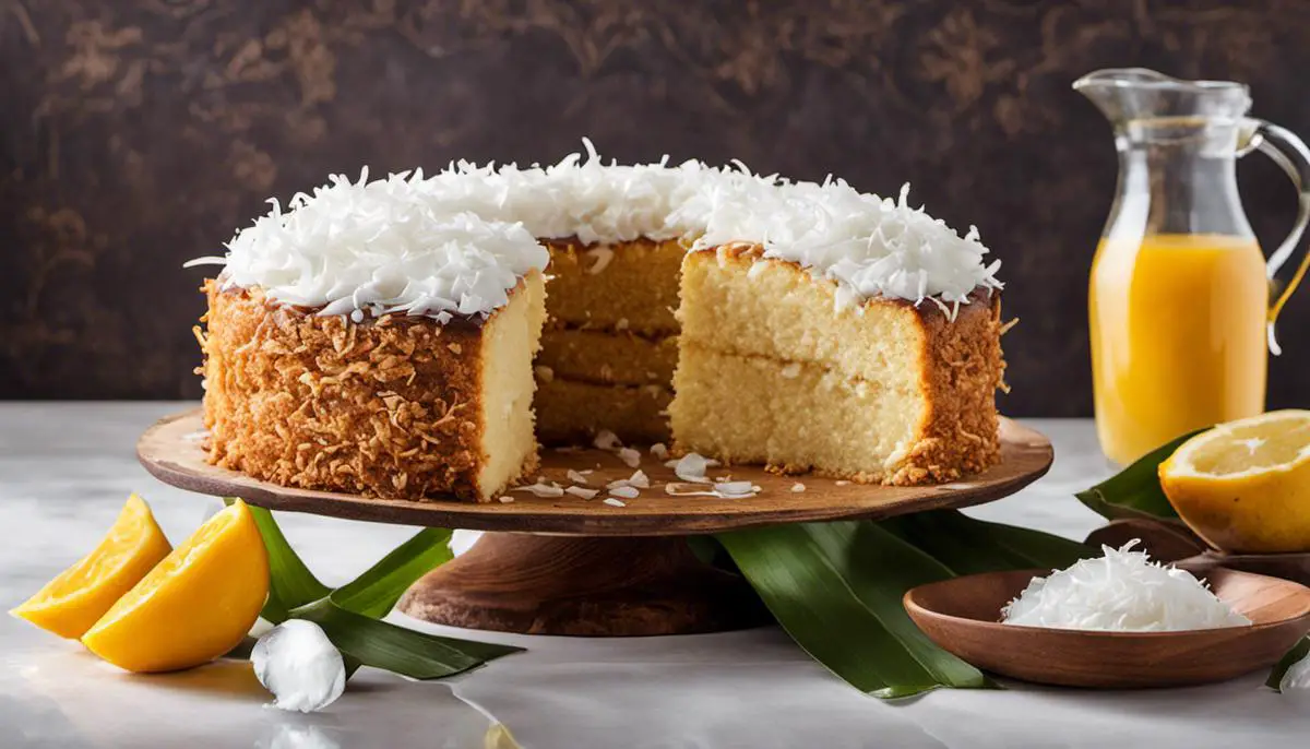 Image of a variety of coconut-based recipes, including coconut cake, curry, and coconut milk