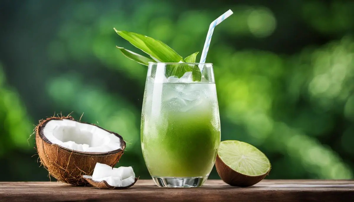 Image of a refreshing glass of coconut water